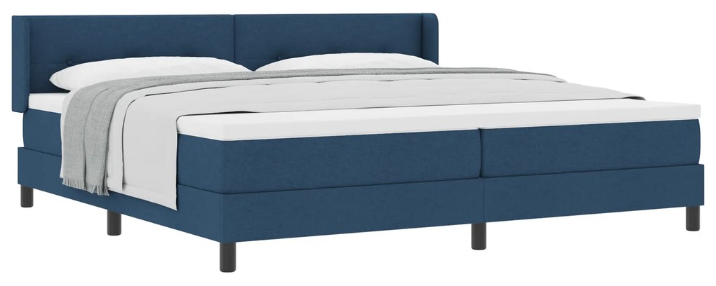 vidaXL Κρεβάτι Box Spring με Στρώμα, Μπλε, 200 x 200 εκ., Υφάσματος