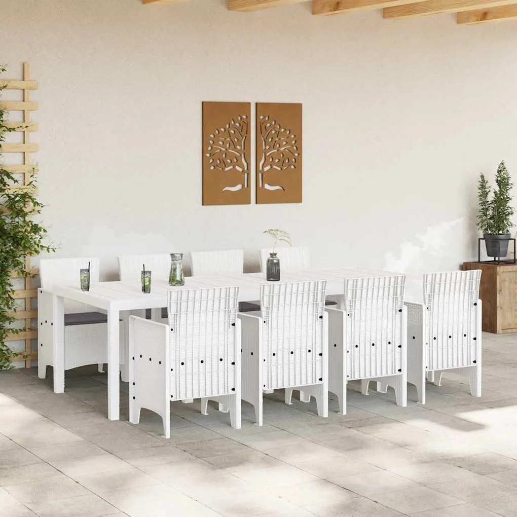vidaXL Σέτ φαγητού για κήπο 9 pcs Ανοιχτό γκρι Rattan Polt
