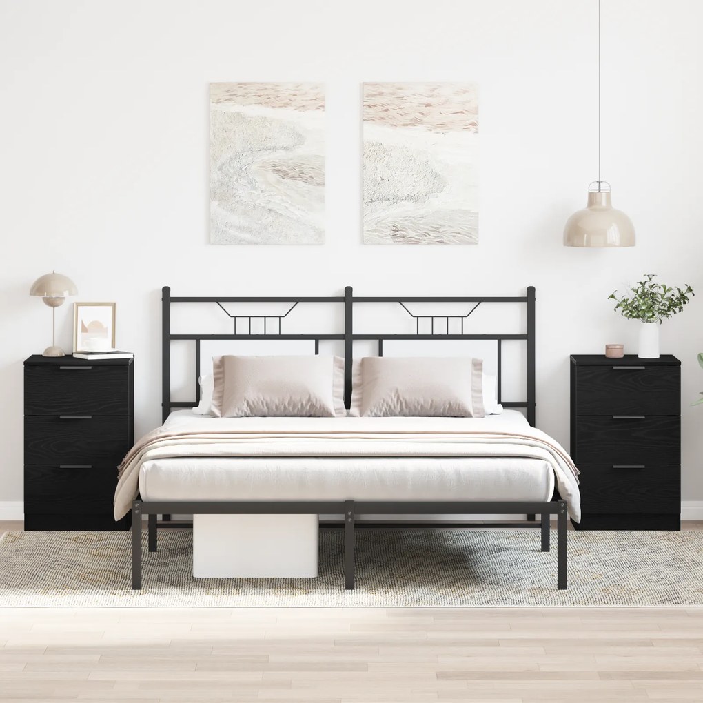 vidaXL Κομοδίνα 2 πακέτο Μαύρο Δρυς 40x65x65 εκ. Φτιαγμένο από Επεξεργασμένο ξύλο