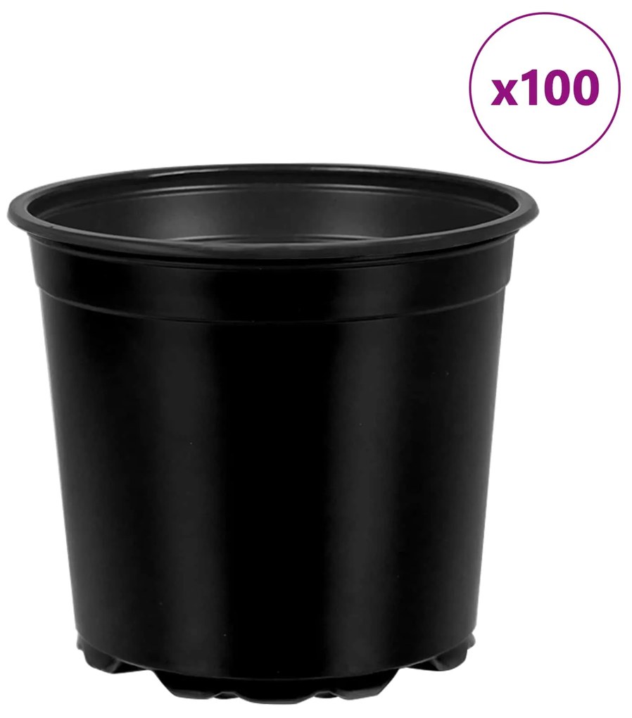 vidaXL Γλάστρα Λουλουδιών 100 pcs Μαύρο Ø 15 x 12.5 εκ. Πλαστικό