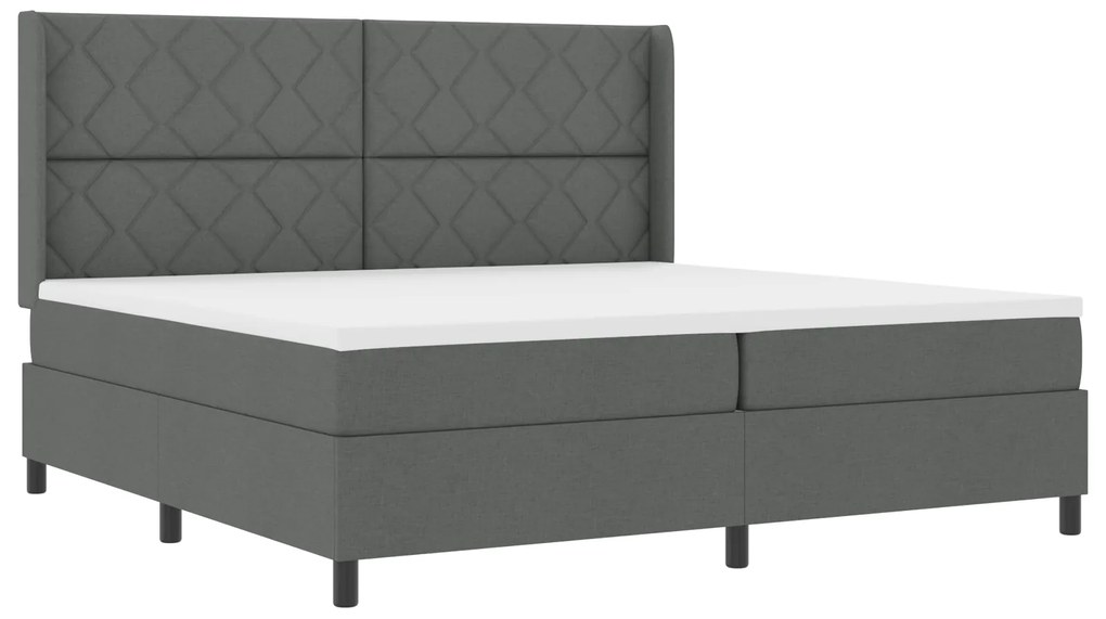 vidaXL Κρεβάτι box spring με στρώμα Σκοτεινό Γκρι 200x200 εκ. Υφασμα