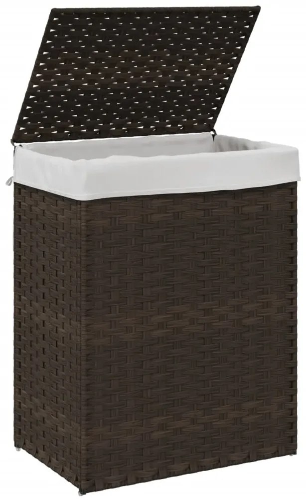 vidaXL Καλάθι Πλυντηρίου με Καπάκι Σκ. Καφέ 46x33x60 εκ. Συνθ. Ρατάν