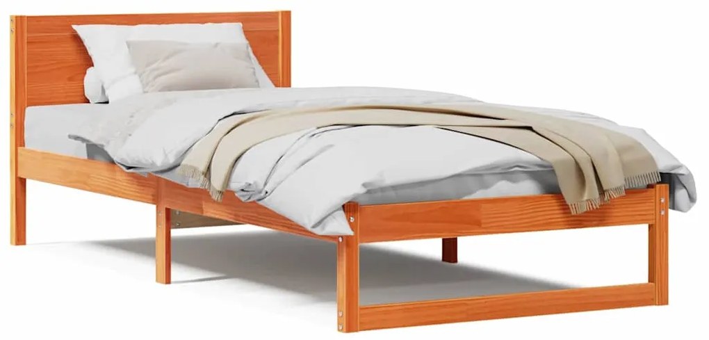 vidaXL Σκελετός Κρεβατιού Καφέ 90 x 190 cm Μασίφ ξύλο πεύκου