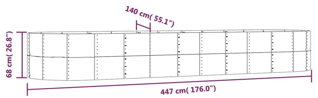 vidaXL Ζαρντινιέρα Ανθρακί 447x140x68εκ Ατσάλι με Ηλεκτρ. Βαφή Πούδρας