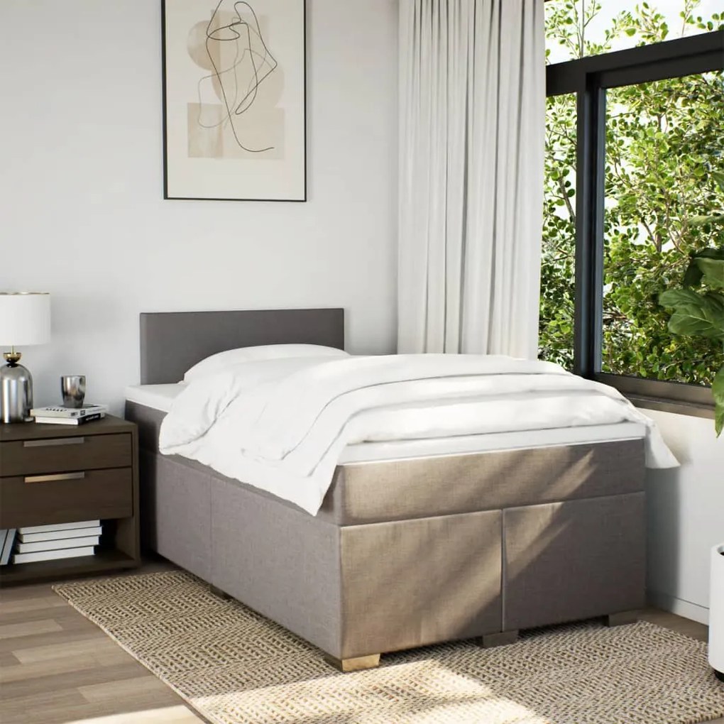 vidaXL Κρεβάτι Boxspring με Στρώμα Taupe 120x190 εκ. Υφασμάτινο