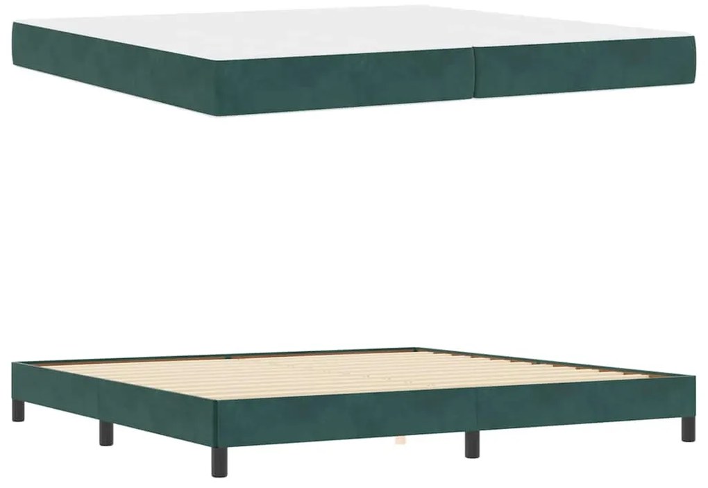 vidaXL Κρεβάτι box spring με στρώμα Σκούρο Πράσινο 200 x 200 cm