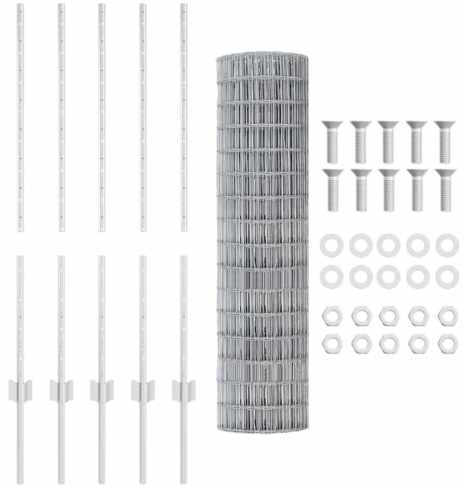 vidaXL Τεντώτο με στήριγμα Ασημί 1 x 10 m Ατσάλι