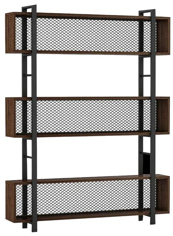 Βιβλιοθήκη Fifer  καρυδί-μαύρο 120x27x185εκ
