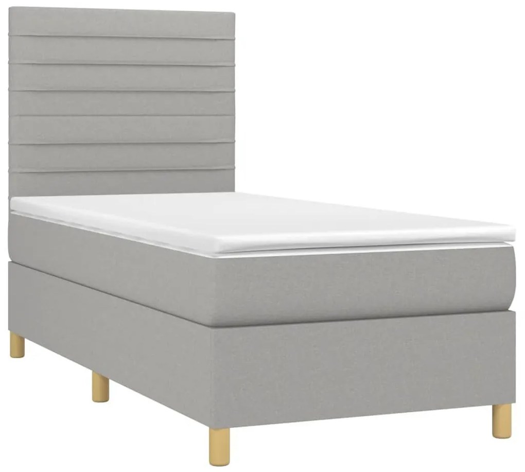 Κρεβάτι Boxspring με Στρώμα &amp; LED Αν.Γκρι 80x200 εκ. Υφασμάτινο - Γκρι