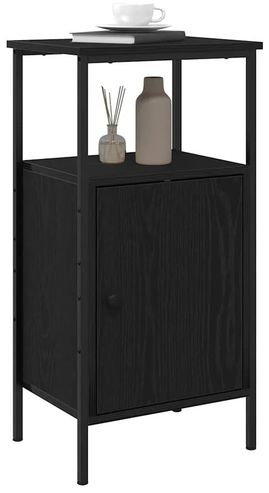 vidaXL Κομοδίνο 2 pcs Μαύρη Οξυά 41 x 31 x 80 εκ Επεξεργασμένο ξύλο