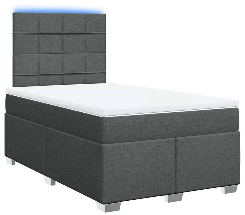 vidaXL Κρεβάτι Boxspring με Στρώμα Σκούρο Γκρι 120x200 εκ. Υφασμάτινο