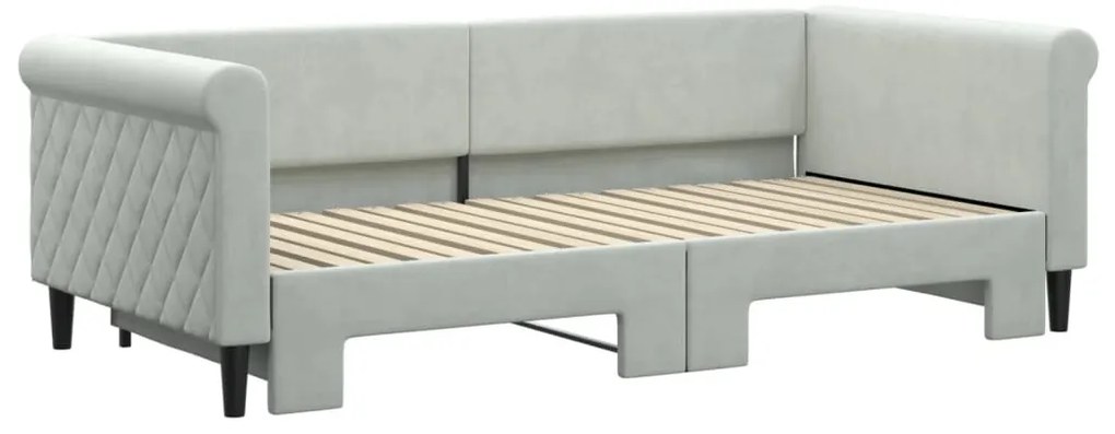 vidaXL Καναπές Κρεβάτι Συρόμενος Ανοιχτό Γκρι 90x190 εκ. Βελούδινος