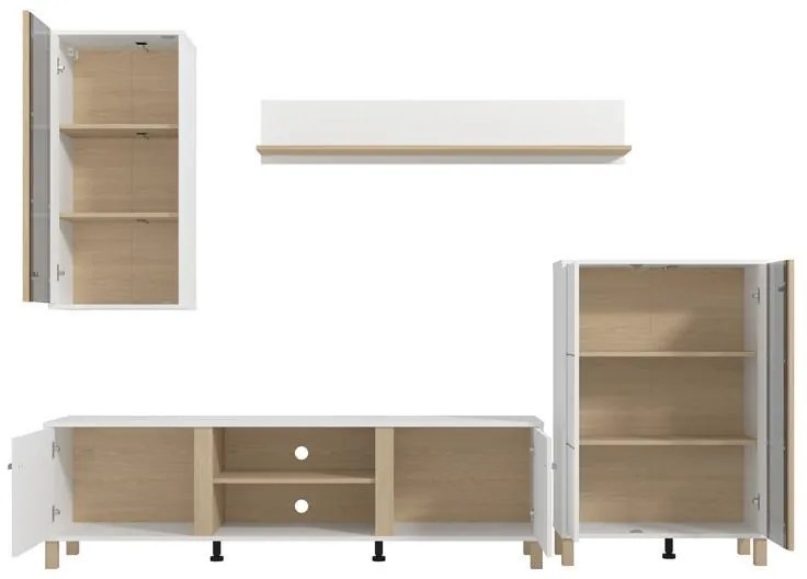 Σύνθετο σαλονιού PECKHAM Λευκό - Δρύς 260x40x183εκ. 260x40x183 εκ.