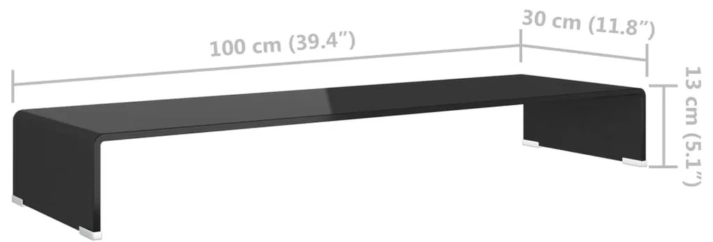 vidaXL Βάση Τηλεόρασης/Οθόνης Μαύρη 100 x 30 x 13 εκ. Γυάλινη