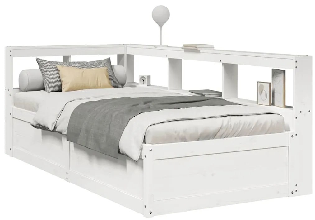 Κρεβάτι Βιβλιοθήκη Χωρίς Στρώμα 100x200 εκ. Μασίφ Ξύλο Πεύκο