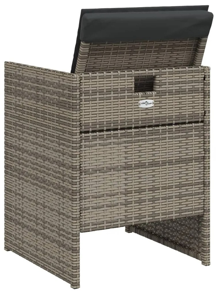 vidaXL Σετ Τραπεζαρίας Κήπου 5 τεμ. Γκρι Συνθ. Ρατάν με Μαξιλάρια