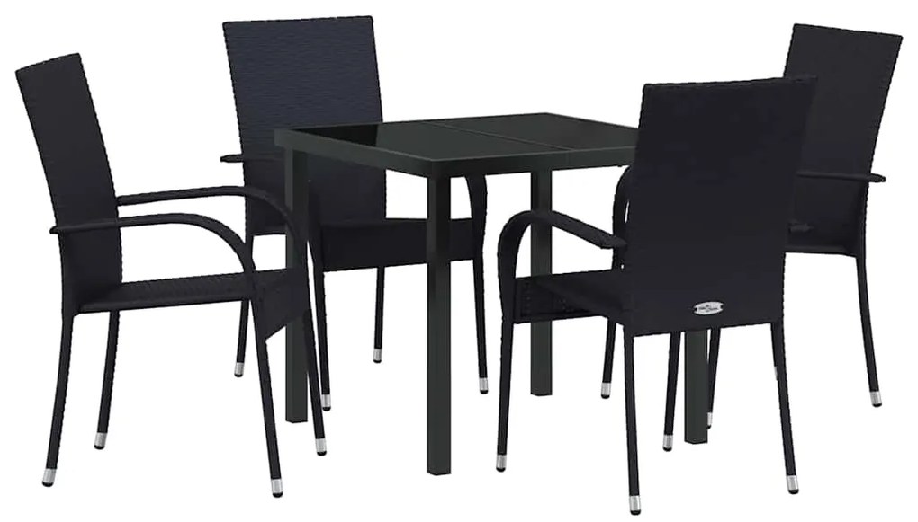 vidaXL Σέτ φαγητού για κήπο 5 pcs Μαύρο Χάλυβας με επίστρωση πούδρας