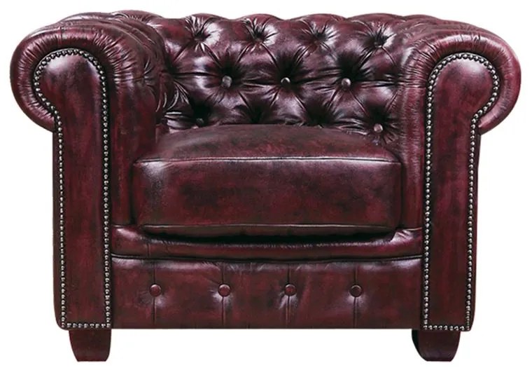 CHESTERFIELD Birmingham Πολυθρόνα Σαλονιού Καθιστικού, Δέρμα Antique Red  103x92x72cm Ε9574,14