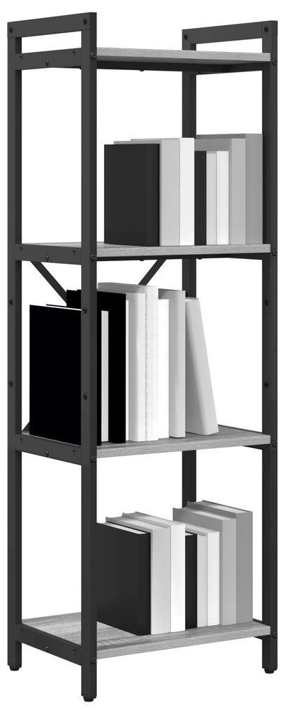 vidaXL Βιβλιοθήκη Γκρι sonoma 40 x 30 x 118 εκ Ξύλο και Χάλυβας