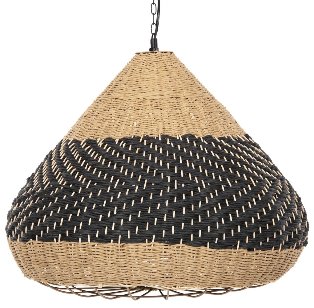 Φωτιστικό Οροφής Κρεμαστό C4354 Φυσικό Rattan - Paper Rope σε Φυσικό -Μαύρο Φ54x42-145Υεκ. 54x54x145 εκ.