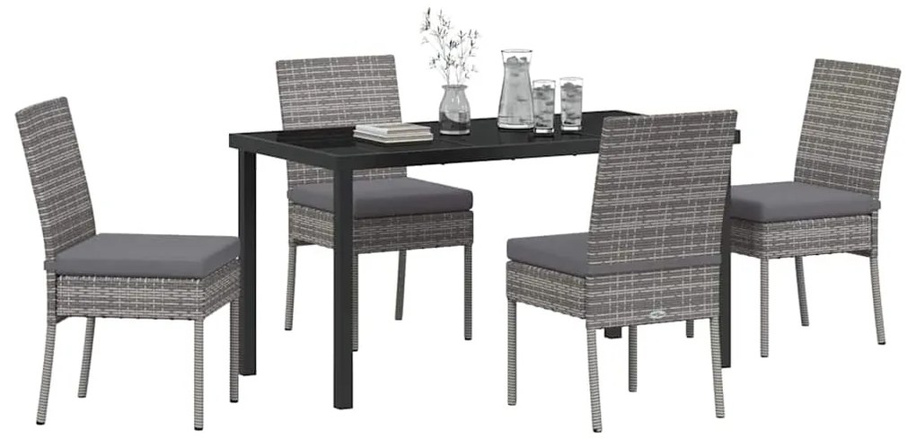 vidaXL Σέτ φαγητού για κήπο 5 pcs Γκρι Χάλυβας με επίστρωση πούδρας