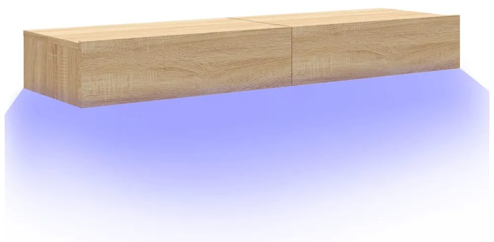 vidaXL Έπιπλα Τηλεόρασης με LED 2 τεμ. Sonoma Δρυς 60x35x15,5 εκ.