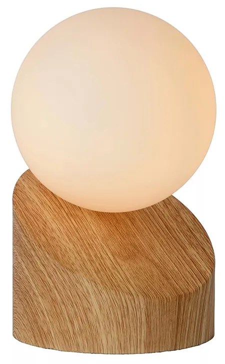 Φωτιστικό Επιτραπέζιο Lucide 45561-01-72 LEN Ξύλο Φυσικό χρώμα (Wood Natural Finish)|Λευκό (White)