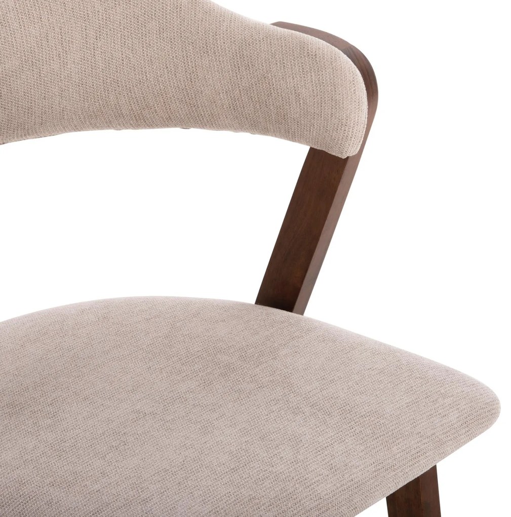 Καρέκλα RIDER Rubberwood Καρυδί και Εκρού ύφασμα 59x59x83Yεκ. 2αδα 59x59x83 εκ.
