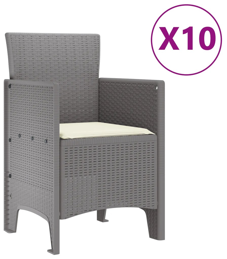 vidaXL Σέτ φαγητού για κήπο 11 pcs Ανοιχτό γκρι και Κρέμα 10 Θέσεις