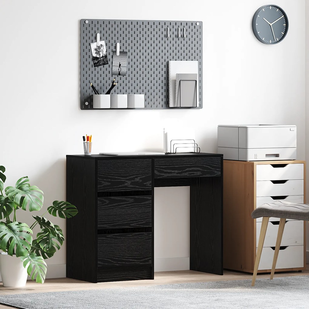 vidaXL Γραφείο με ράφι Μαύρη δρυς 90 x 37.5 x 75 εκ Επεξεργασμένο ξύλο