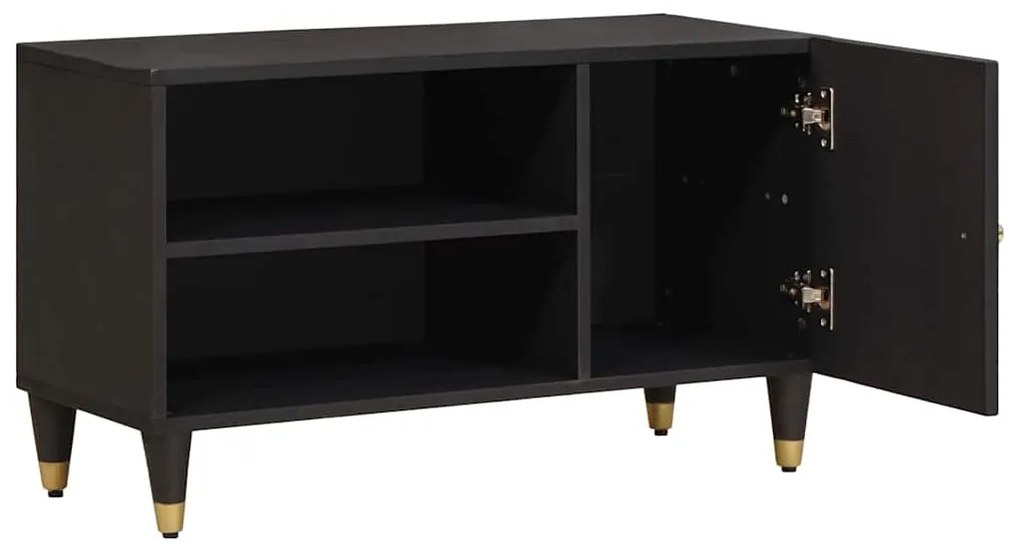vidaXL Ντουλάπι TV με ράφι Μαύρο 80 x 33 x 46 εκ Στερεό ξύλο μάνγκο