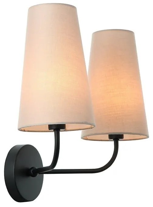 Φωτιστικό Τοίχου - Απλίκα HL35422W38BG 2ΧΕ14 38Χ22ΧΗ33 Black-Beige Aca Decor Μέταλλο,Ύφασμα