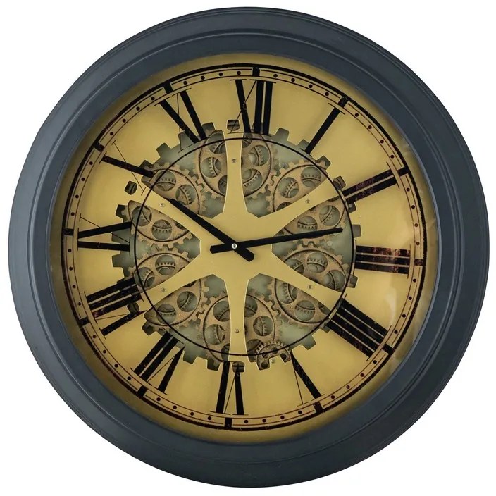 Artekko Artekko Clock Ρολόι Τοίχου με Γρανάζια Μέταλλο Γυαλί Μαύρο Χρυσό (66.5x7x66.5)cm 40050