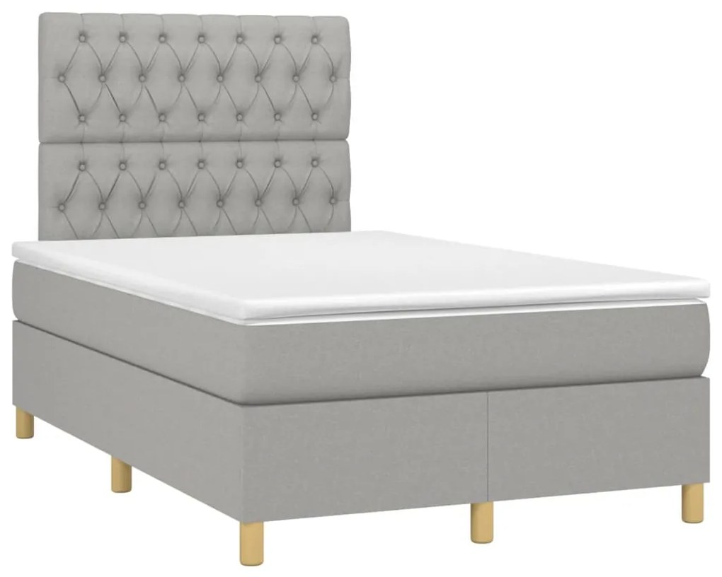 vidaXL Κρεβάτι Boxspring με Στρώμα Ανοιχτό Γκρι 120x190 εκ. Υφασμάτινο