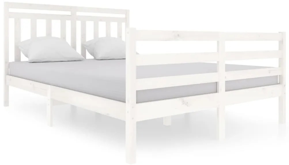 vidaXL Πλαίσιο Κρεβατιού Λευκό 140 x 200 εκ. από Μασίφ Ξύλο