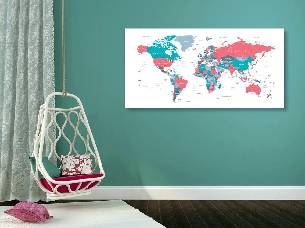 Εικόνα στον παγκόσμιο χάρτη φελλού με παστέλ πινελιά - 120x60