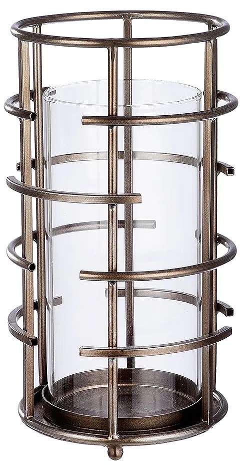 Φανάρι ArteLibre Σαμπανί/Διάφανο Μέταλλο/Γυαλί 31.5cm-05160790