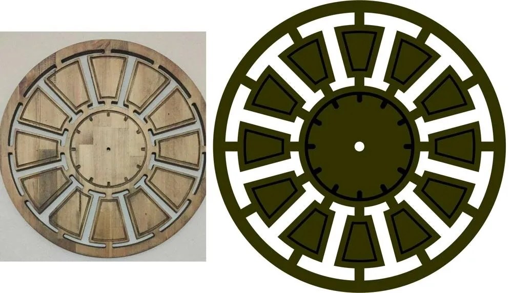 Intra απο ξύλο plywood 3mm-4mm πάχος - Πρότυπο στρογγυλού ρολογιού Δίασταση 30x30 cm Intraeaxys-67wl3y21