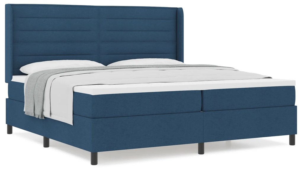 vidaXL Κρεβάτι Box Spring με Στρώμα Μπλε 200x200 εκ. Υφασμά
