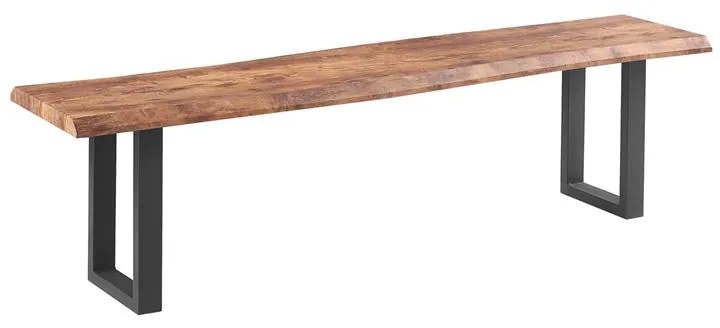 WOODWELL LIZARD 3D PAPER Πάγκος Μέταλλο Βαφή Μαύρο, Dark Acacia 180x40x47cm ΕΜ838,Β