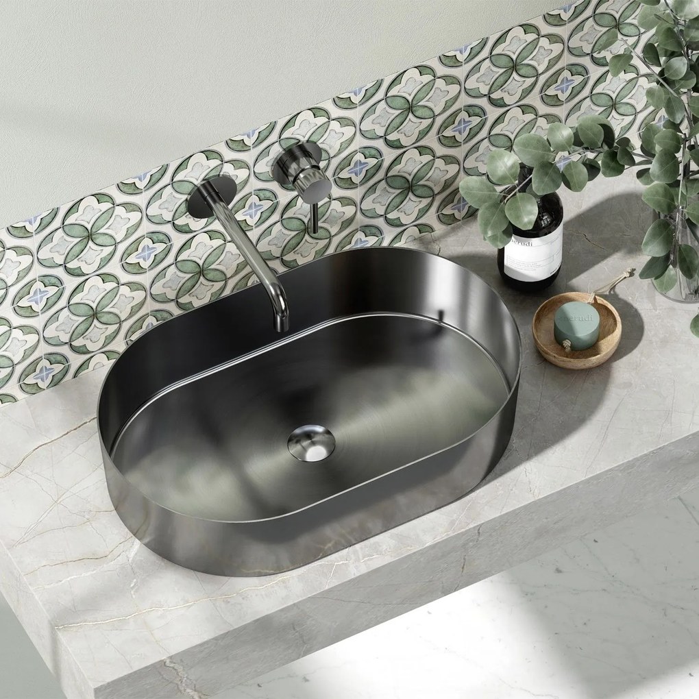 Karag Jupiter Νιπτήρας επικαθήμενος ανοξείδωτος Gun Metal 55x35x11cm