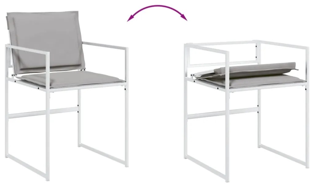 vidaXL Σετ Τραπεζαρίας Κήπου 11 τεμ. Λευκός από Textilene με Μαξιλάρια