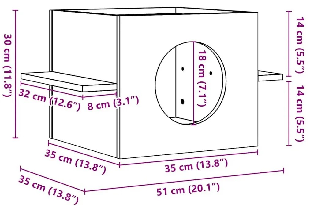 σπιτάκι για γάτες λευκό 51x35x30 cm από μασίφ ξύλο πεύκο - Λευκό