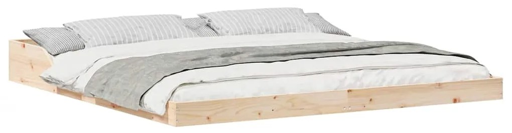 vidaXL Σκελετός Κρεβατιού Καφέ 200 x 210 cm Μασίφ ξύλο πεύκου
