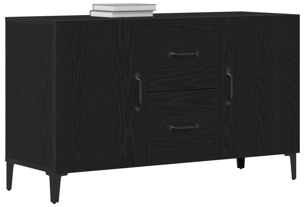 vidaXL Μαύρος Δρύινος Μπουφές - 100 x 36 x 60 εκ - Κατασκευασμένος από Μηχανικά Ξύλα
