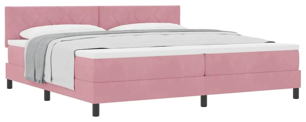 vidaXL Κρεβάτι με Ελατήρια και Στρώμα Ροζ 200 x 200 cm ύφασμα