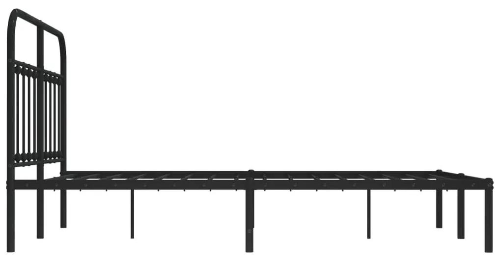 Μεταλλικό Πλαίσιο Κρεβατιού με Κεφαλάρι Μαύρο 135 x 190 εκ. - Μαύρο