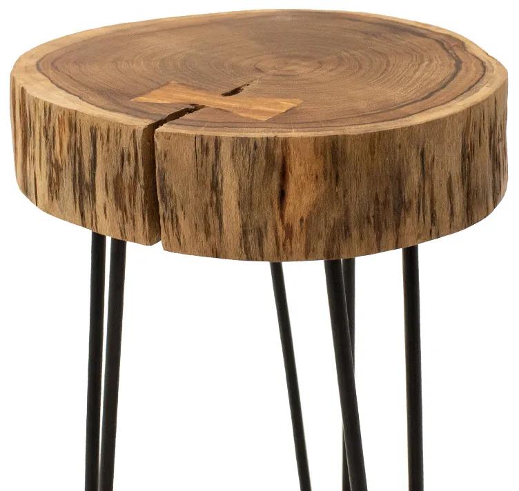 Βοηθητικό τραπέζι σαλονιού Tripp pakoworld μασίφ ξύλο 6,5-7εκ καρυδί-πόδι μαύρο 32x30x47εκ - Ξύλο - 113-000010