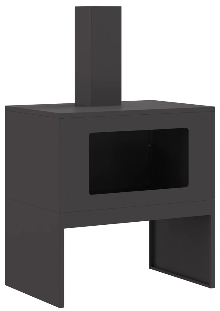 vidaXL Φούρνος με Καμινάδα Μαύρος 60x40x96 εκ Ατσάλι