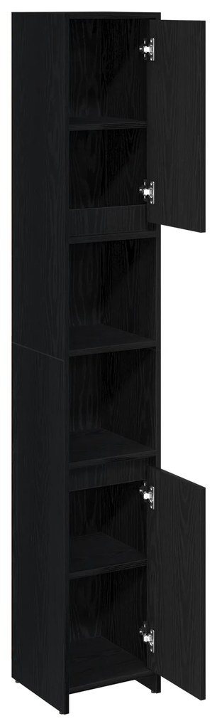 vidaXL Ντουλάπι Μπάνιου Μαύρη Δρυς 30x30x183,5 εκ Επεξεργασμένο ξύλο